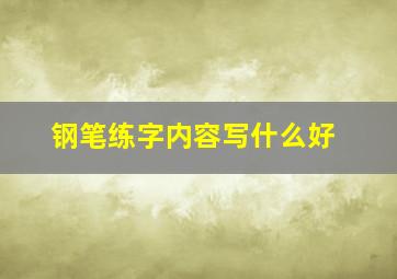 钢笔练字内容写什么好