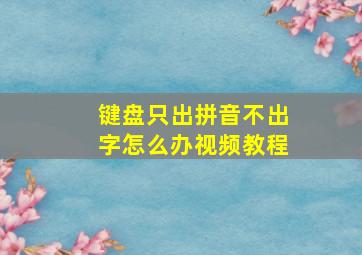 键盘只出拼音不出字怎么办视频教程