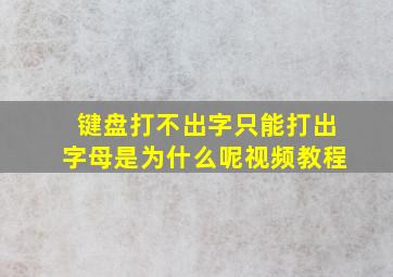 键盘打不出字只能打出字母是为什么呢视频教程