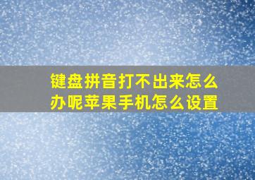 键盘拼音打不出来怎么办呢苹果手机怎么设置