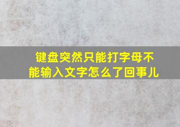 键盘突然只能打字母不能输入文字怎么了回事儿