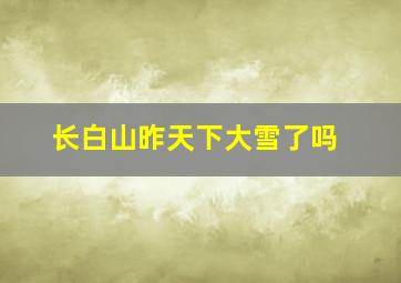 长白山昨天下大雪了吗