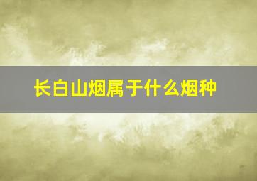 长白山烟属于什么烟种