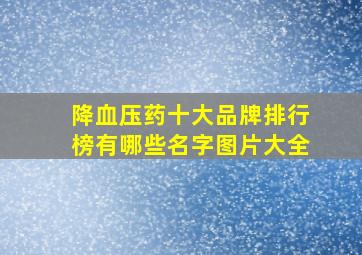 降血压药十大品牌排行榜有哪些名字图片大全