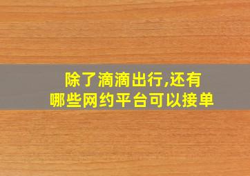 除了滴滴出行,还有哪些网约平台可以接单