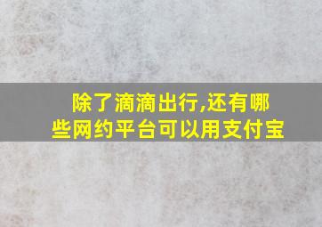 除了滴滴出行,还有哪些网约平台可以用支付宝