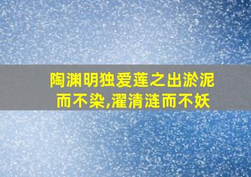 陶渊明独爱莲之出淤泥而不染,濯清涟而不妖