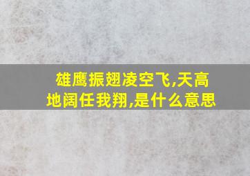 雄鹰振翅凌空飞,天高地阔任我翔,是什么意思