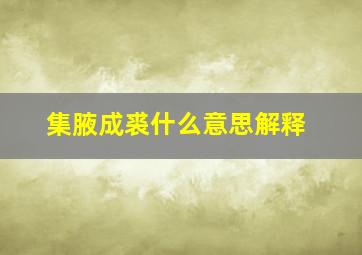 集腋成裘什么意思解释