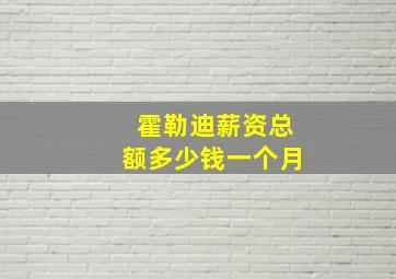 霍勒迪薪资总额多少钱一个月