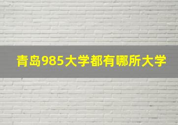 青岛985大学都有哪所大学