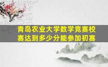 青岛农业大学数学竞赛校赛达到多少分能参加初赛