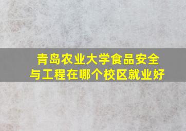 青岛农业大学食品安全与工程在哪个校区就业好