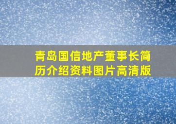 青岛国信地产董事长简历介绍资料图片高清版