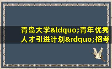 青岛大学“青年优秀人才引进计划”招考200人