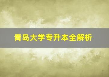 青岛大学专升本全解析