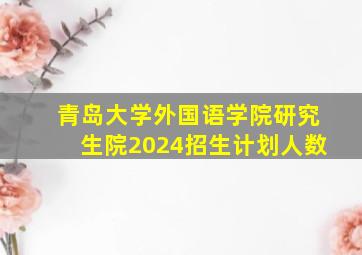 青岛大学外国语学院研究生院2024招生计划人数