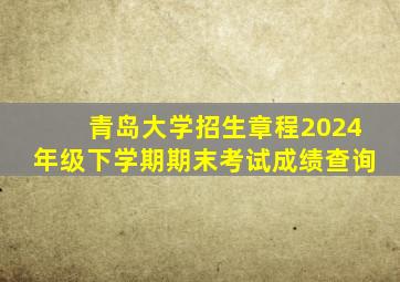 青岛大学招生章程2024年级下学期期末考试成绩查询