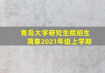 青岛大学研究生院招生简章2021年级上学期