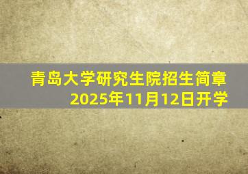 青岛大学研究生院招生简章2025年11月12日开学