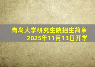 青岛大学研究生院招生简章2025年11月13日开学