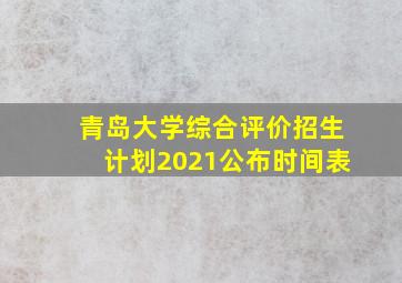 青岛大学综合评价招生计划2021公布时间表