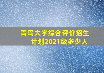 青岛大学综合评价招生计划2021级多少人