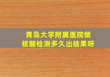 青岛大学附属医院做核酸检测多久出结果呀