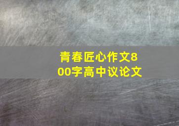 青春匠心作文800字高中议论文