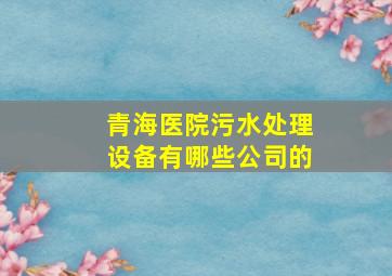 青海医院污水处理设备有哪些公司的