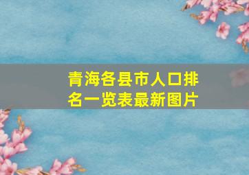 青海各县市人口排名一览表最新图片