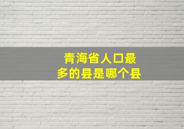 青海省人口最多的县是哪个县