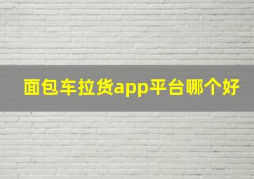 面包车拉货app平台哪个好