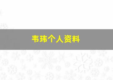 韦玮个人资料