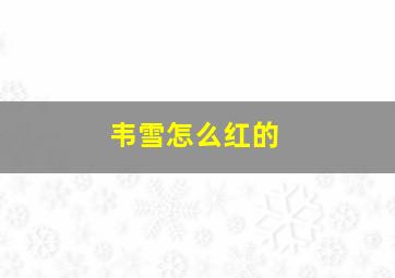 韦雪怎么红的