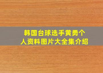 韩国台球选手黄勇个人资料图片大全集介绍