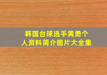 韩国台球选手黄勇个人资料简介图片大全集