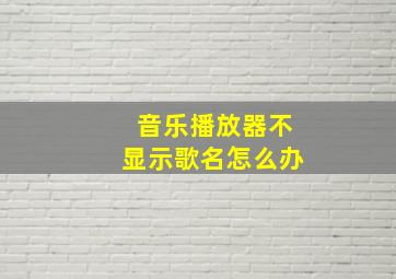 音乐播放器不显示歌名怎么办