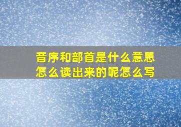 音序和部首是什么意思怎么读出来的呢怎么写