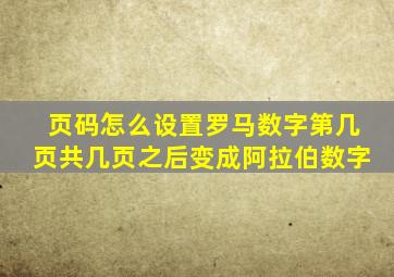 页码怎么设置罗马数字第几页共几页之后变成阿拉伯数字