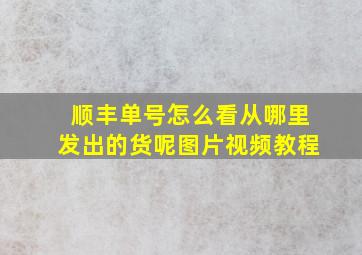 顺丰单号怎么看从哪里发出的货呢图片视频教程