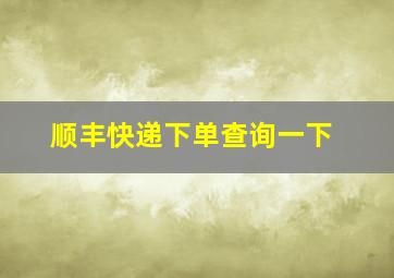 顺丰快递下单查询一下