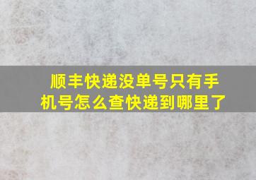 顺丰快递没单号只有手机号怎么查快递到哪里了