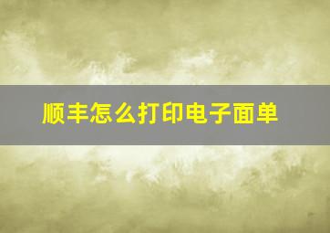 顺丰怎么打印电子面单