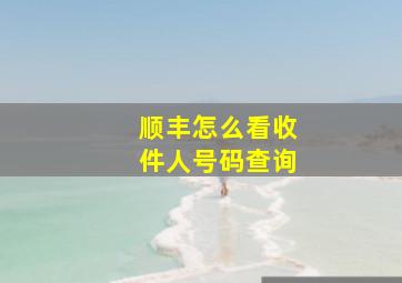 顺丰怎么看收件人号码查询