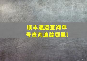 顺丰速运查询单号查询追踪哪里l