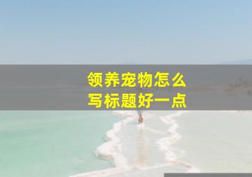 领养宠物怎么写标题好一点