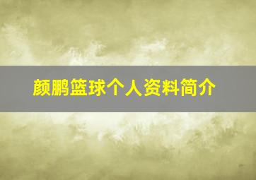 颜鹏篮球个人资料简介