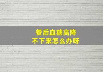 餐后血糖高降不下来怎么办呀