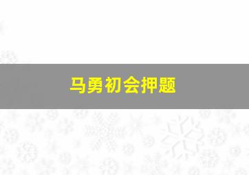 马勇初会押题